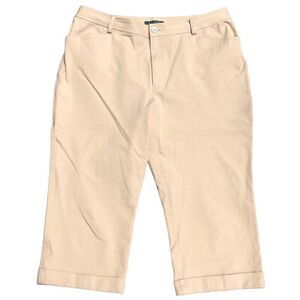 Lauren Ralph Lauren Tan Chino Pants Womens 16 Beige Cropped Classic Cuffed Capri